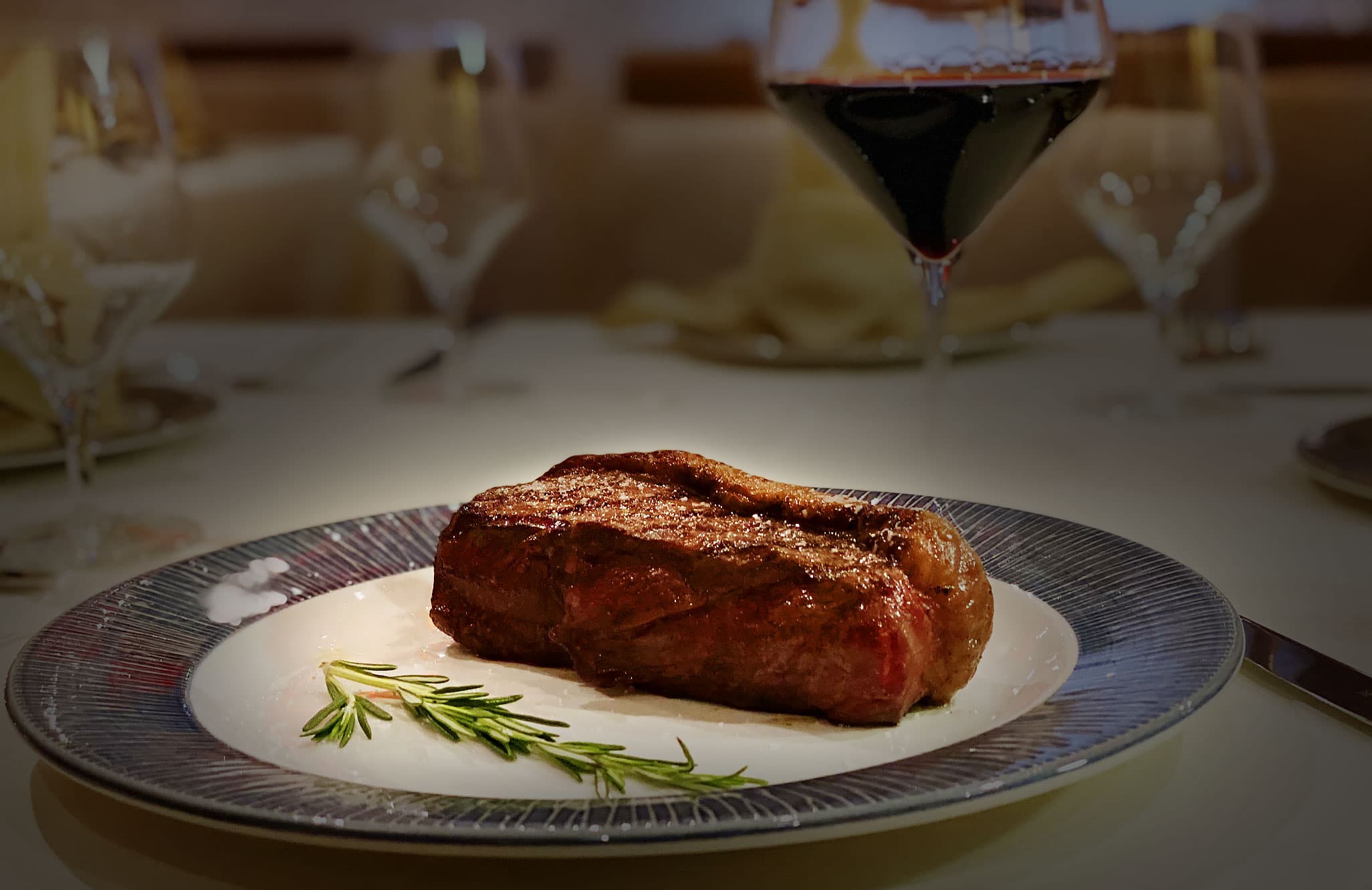 Steak dinner at Bovin Steak House